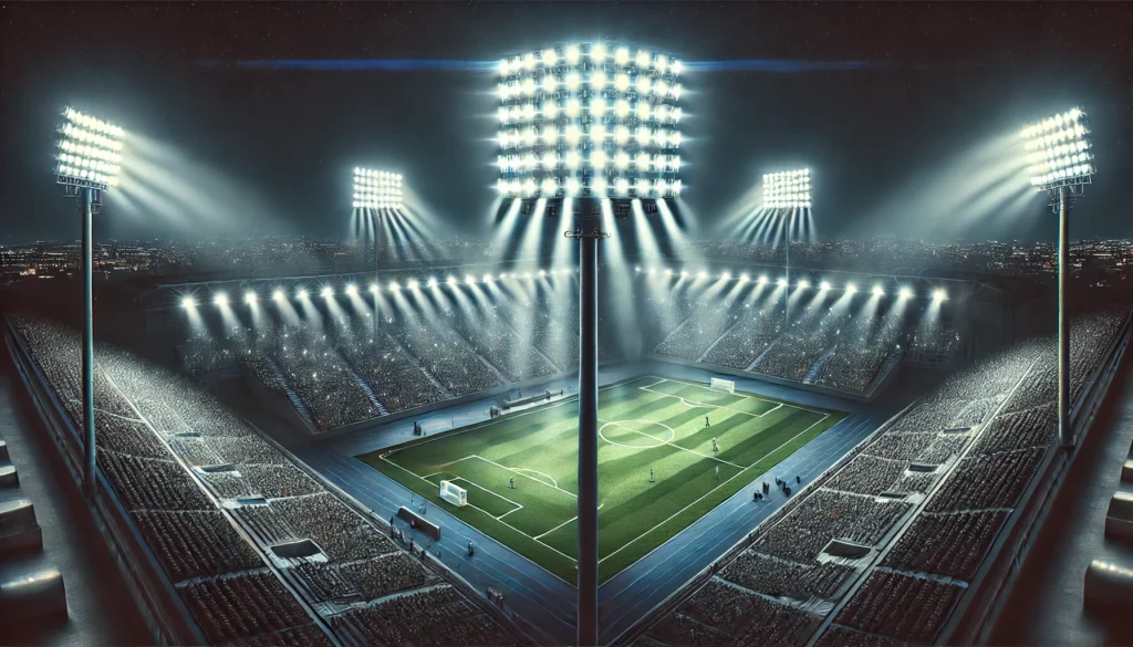 Luces LED de alta potencia para estadios y multicanchas, con iluminación uniforme y eficiente.