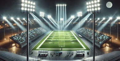 Iluminación LED profesional para estadios y canchas deportivas, luces de alta potencia para visibilidad óptima.