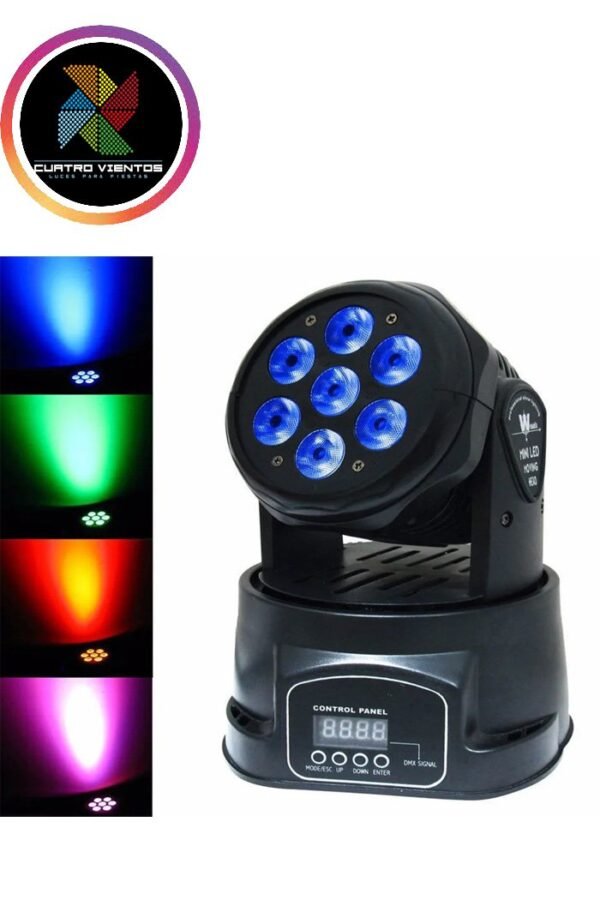CABEZA MOVIL CON MOVIMIENTOS Y COLORES 7LED¨s