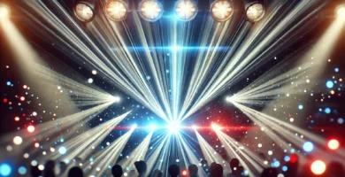 Imagen de luces estroboscópicas creando un efecto de parpadeo en una fiesta