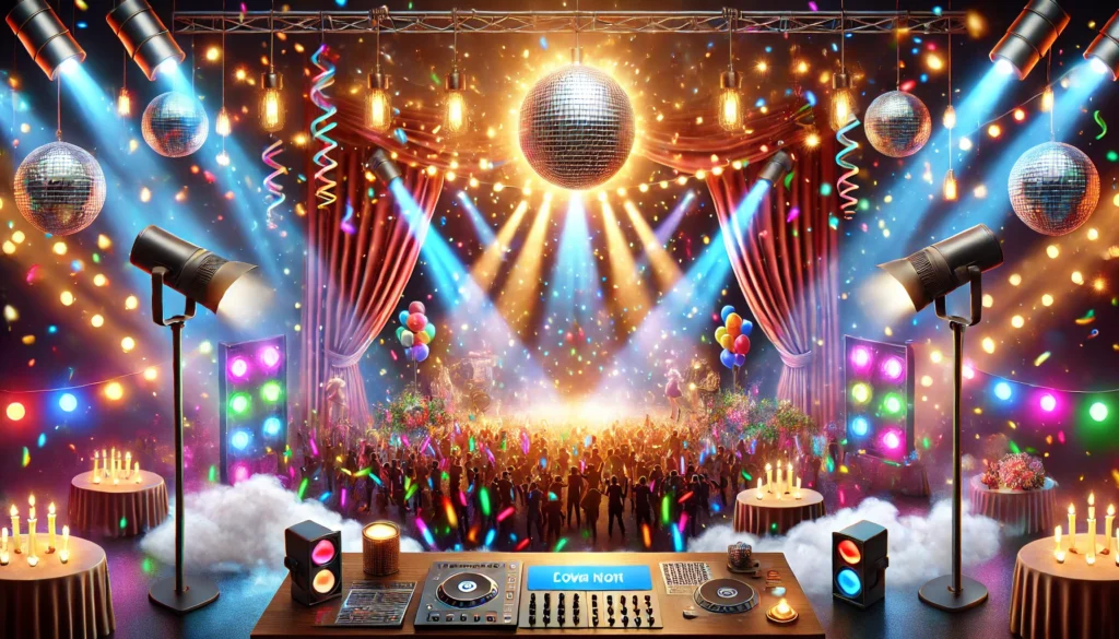 Iluminación de eventos y fiestas con luces vibrantes y efectos visuales