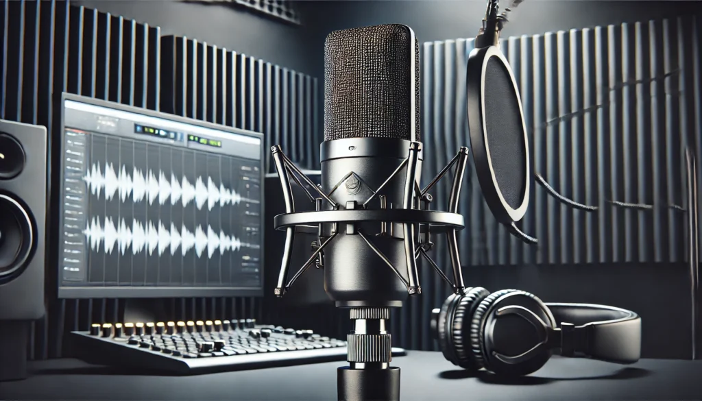 Micrófono USB en uso para podcast y transmisiones en vivo.