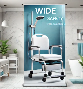 Silla de baño antideslizante en un baño accesible y moderno