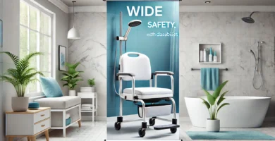 Silla de baño antideslizante en un baño accesible y moderno