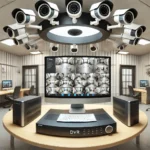 Sistema de grabación DVR en un entorno industrial con cámaras de seguridad analógicas