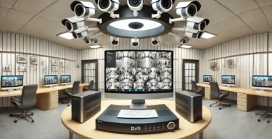 Sistema de grabación DVR en un entorno industrial con cámaras de seguridad analógicas