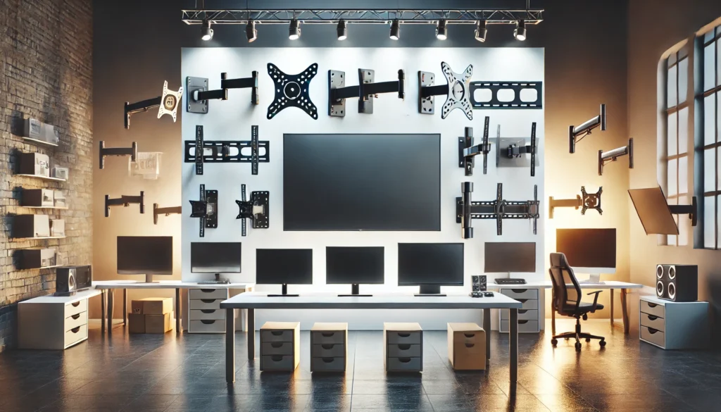 Soportes ajustables para TV y monitores de pared, techo y escritorio
