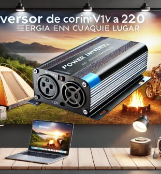 Inversor de corriente 12V a 220V con puertos de salida, ideal para camping, autos y energía de respaldo en el hogar.