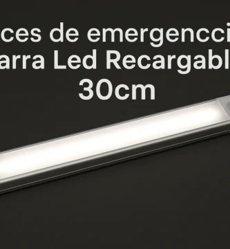 Imagen de barra LED recargable de 30cm encendida, ideal como luz de emergencia para casa