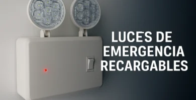 Luz de emergencia LED recargable encendida, con diseño moderno y estructura portátil para cortes de energía