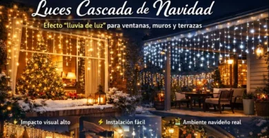 Luces cascada de Navidad para ventanas, muros y terrazas – Decoración LED exterior e interior
