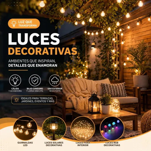luces decorativas LED para terraza jardin y eventos en casa