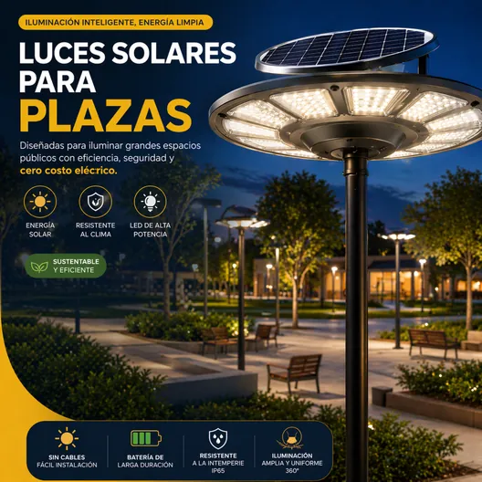Luces solares para plazas LED de alta potencia para parques y espacios públicos