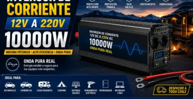Inversor de corriente 12V a 220V 10000W de onda pura real con pantalla digital, ideal para automóviles, camionetas, casas rodantes, camping, sistemas solares, herramientas eléctricas y equipos de alto consumo.