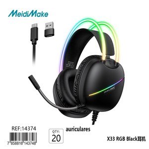 AuricularesX33 RGB (TYPE C Version+ Adaptor to USB) Black