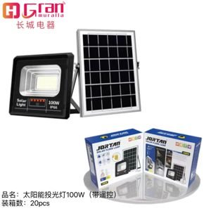 Foco solar con panel separado, incluye control 100W