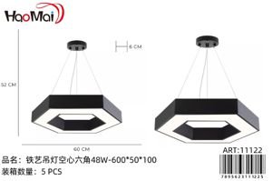Lámpara de ara?a de forja hueca hexagonal 48W-600*50*100 48W-600*50*100