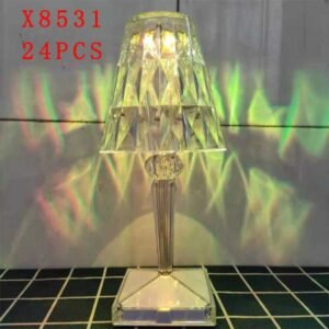 Lámpara de diamante de cristal carga usb táctil tres colores