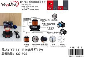 Linterna para cabeza YE-611 15W