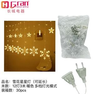 Luces en forma de copos de nieve y estrella color calido de 3M con 12 luces 12 3