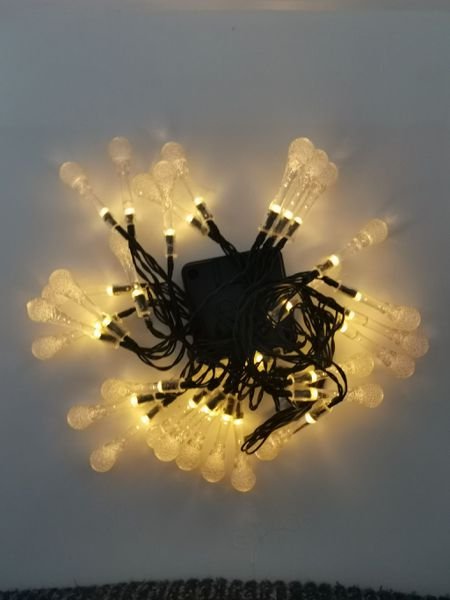 Luz de Navidad Calefacción solar de gota de agua de línea verde de 30 cabezales