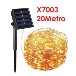 Luz de Navidad lámpara solar con alambre de cobre de 20m, 200 Uds., cable cálido de 800A, caja de color de 2m