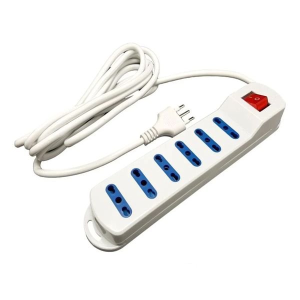 Regleta de enchufes de 6 orificios blanco cobre puro